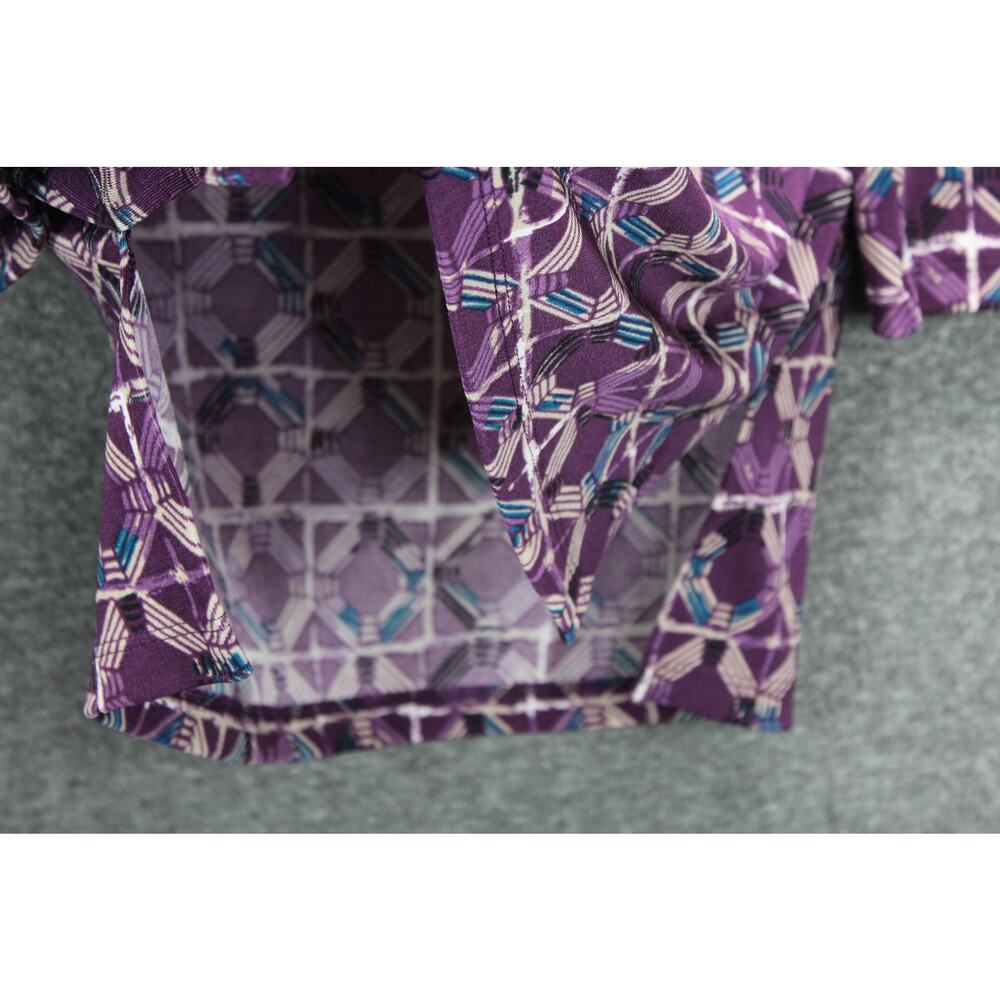 Chico's 0 Travelers Slinky Top Long Seeve Purple Print Slits - Picture 5 of 6